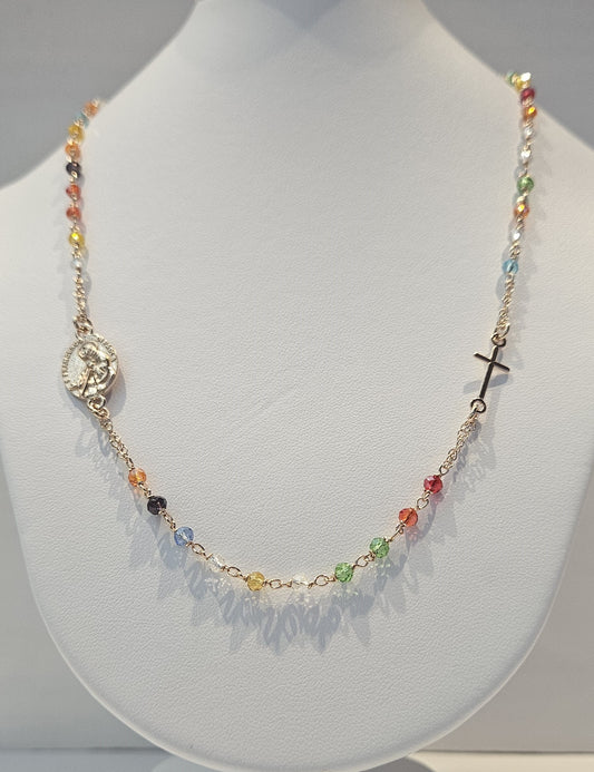 Collana Rosario San Francesco di Paola in Argento e Agata multicolor - CO.RO.SF.5 Amanthia