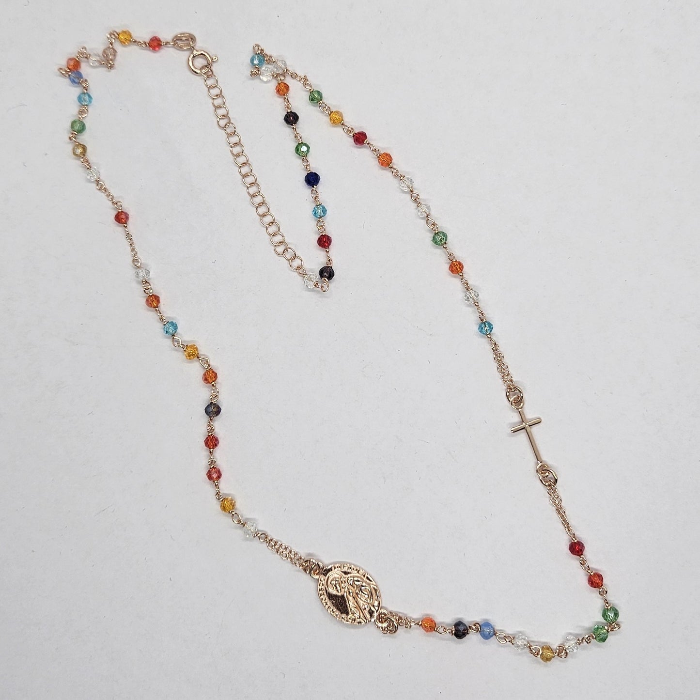 Collana Rosario San Francesco di Paola in Argento e Agata multicolor - CO.RO.SF.5 Amanthia