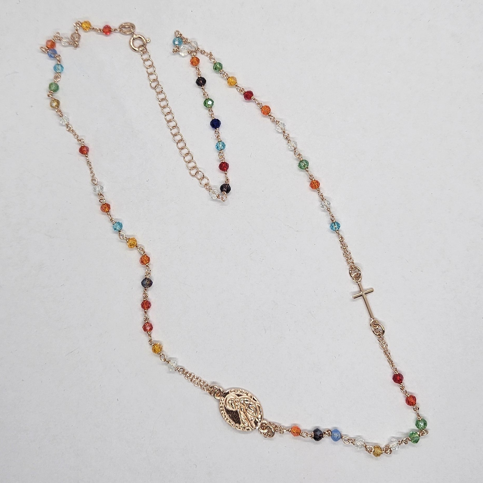 Collana Rosario San Francesco di Paola in Argento e Agata multicolor - CO.RO.SF.5 Amanthia