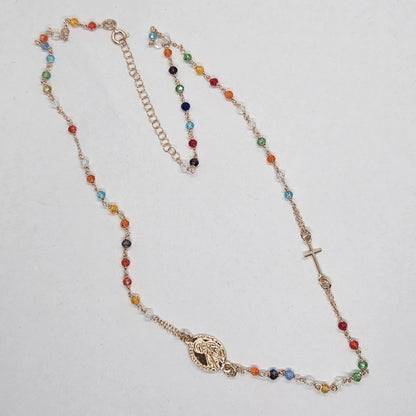 Collana Rosario San Francesco di Paola in Argento e Agata multicolor - CO.RO.SF.5 Amanthia