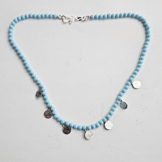 Collana Turchese con Monetine in argento 925 - CO.TU.MO  Amanthia   