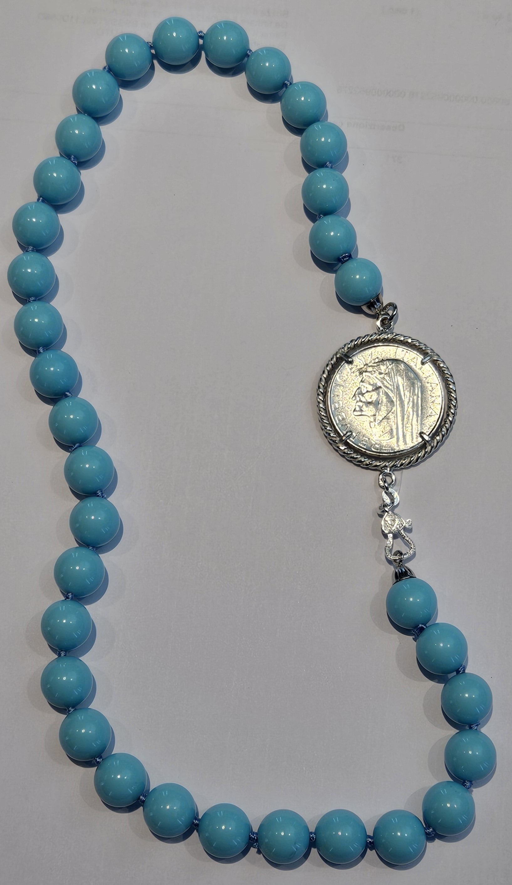 Collana Turchese con Moneta d’epoca in argento 925 - CP.08.50  Amanthia   