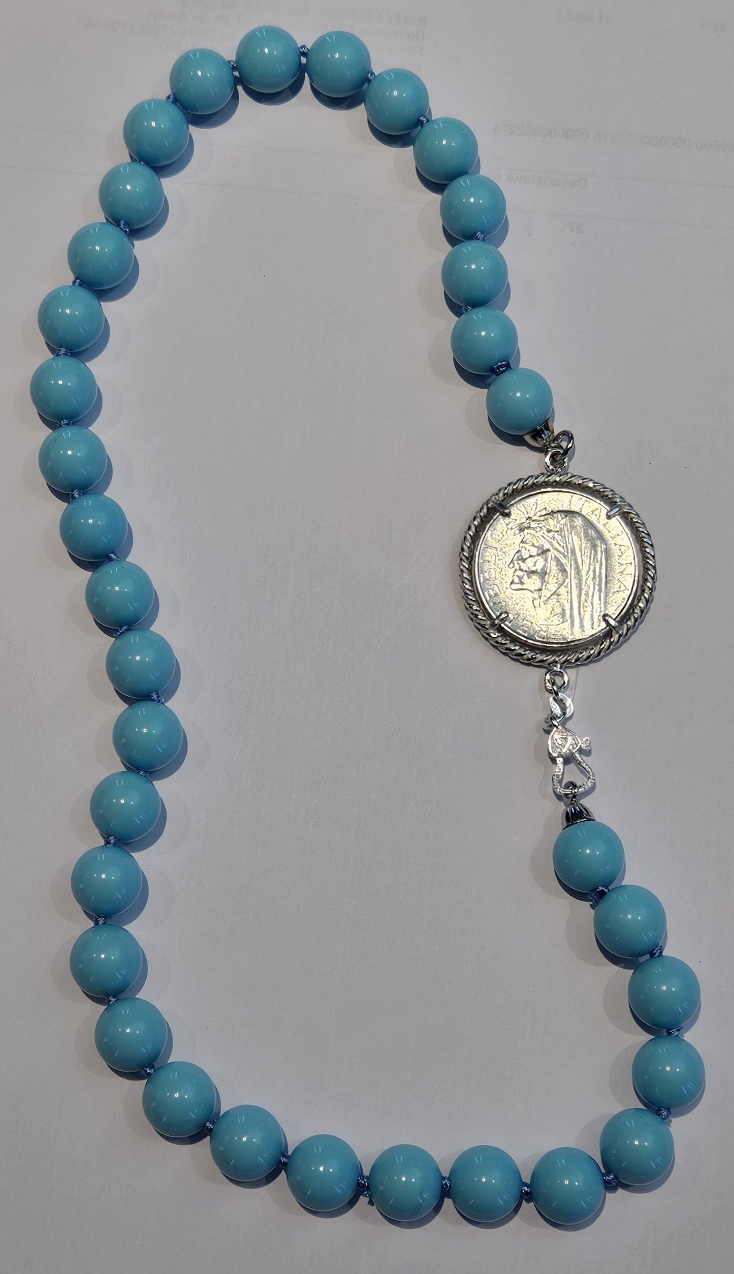 Collana Turchese con Moneta d’epoca in argento 925 - CP.08.50  Amanthia   