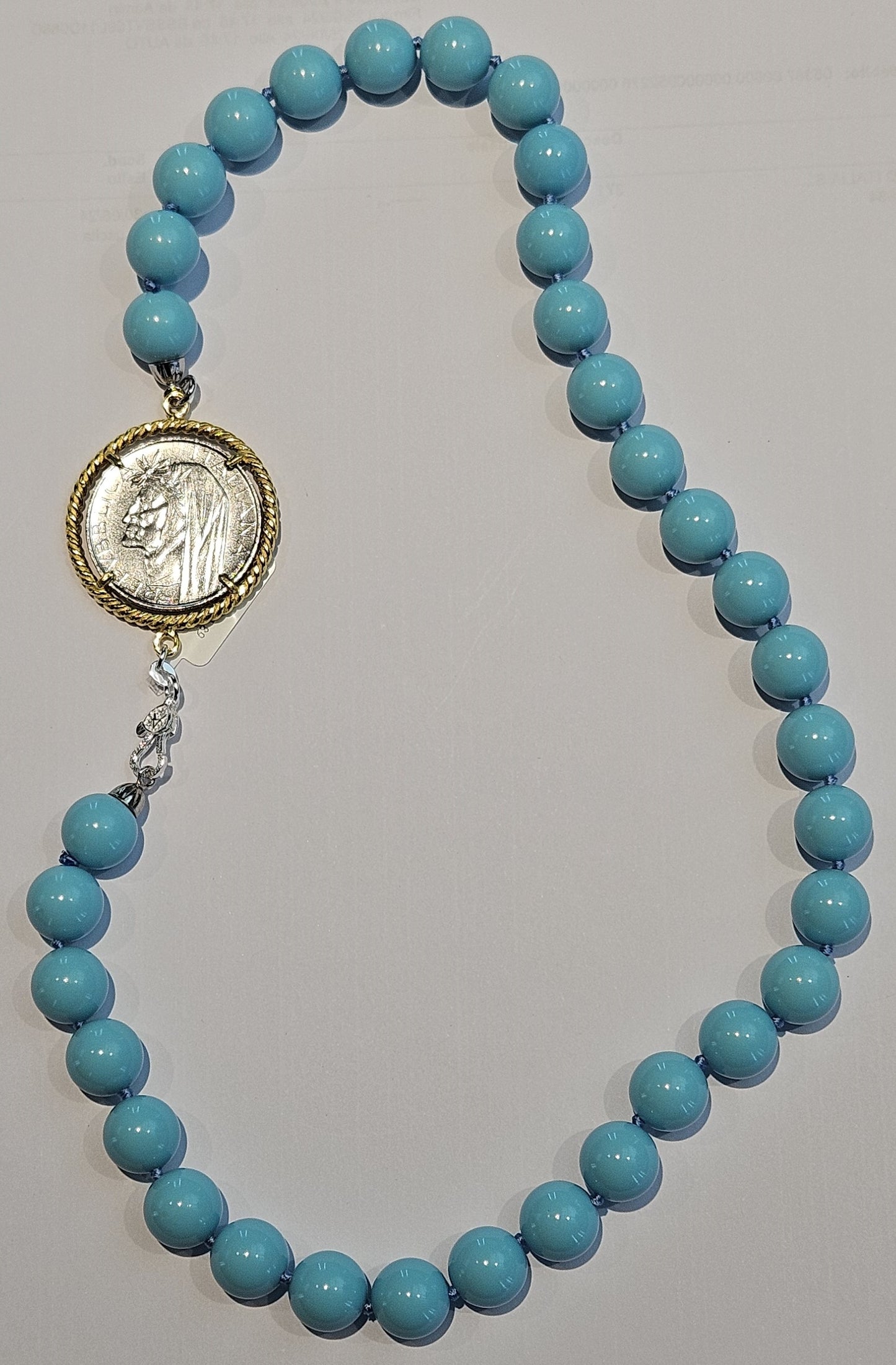 Collana Turchese con Moneta d’epoca in argento 925 - CP.08.50  Amanthia   