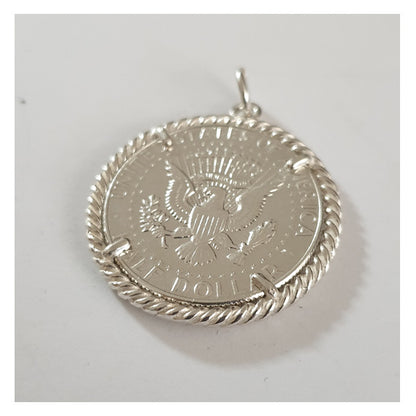 Bracciale rigido 3 fili 3 colori di Argento con moneta d'epoca - BR.017  Amanthia Dollaro Argento bianco 