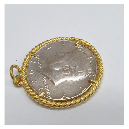 Bracciale rigido 5 fili in Argento con moneta d'epoca - BR.014  Amanthia Dollaro Argento dorato 