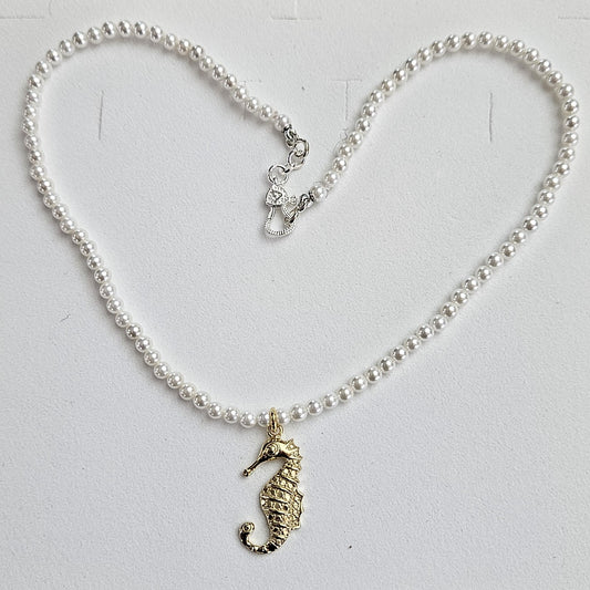 Collana Perle con Cavalluccio Marino in argento 925 - CO.PP.CV  Amanthia   