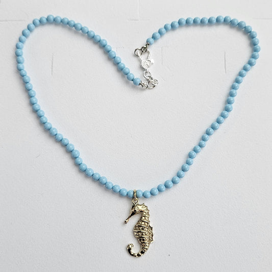 Collana Turchese con Cavalluccio Marino in argento 925 - CO.TU.CV  Amanthia   