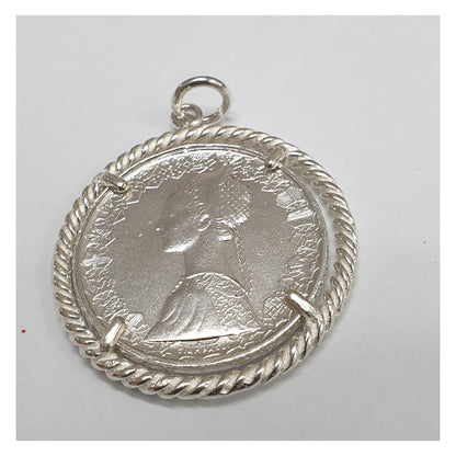 Bracciale rigido 5 fili Argento bicolore con moneta d'epoca - BR.011  Amanthia   