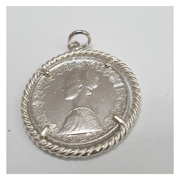 Bracciale Turchese con Moneta d'epoca in argento 925 - BP.08  Amanthia Lira Castone Argento bianco 