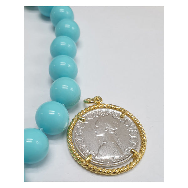 Collana Turchese con Moneta d’epoca in argento 925 - CP.08.70 Amanthia