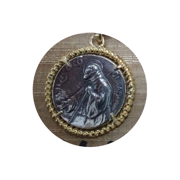 Bracciale Argento maglia bizantina con moneta San Francesco di Paola - BR.SF.001  Amanthia Argento Dorato  