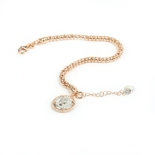 Bracciale Argento Rosè con moneta bicolore Rosè - BR.010.R  Amanthia   