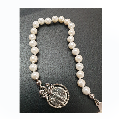 Bracciale perle con Moneta Argento - BR.105  Amanthia   