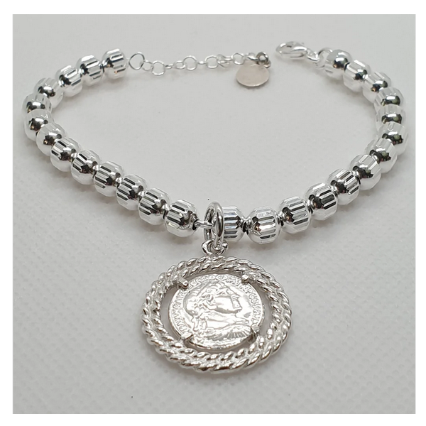Bracciale Cilindri con Moneta in Argento - BR14.125  Amanthia Argento bianco  