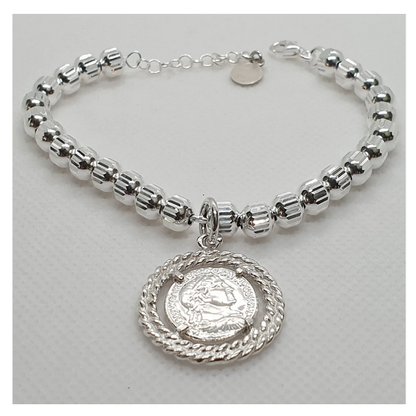 Bracciale Cilindri con Moneta in Argento - BR14.125  Amanthia Argento bianco  