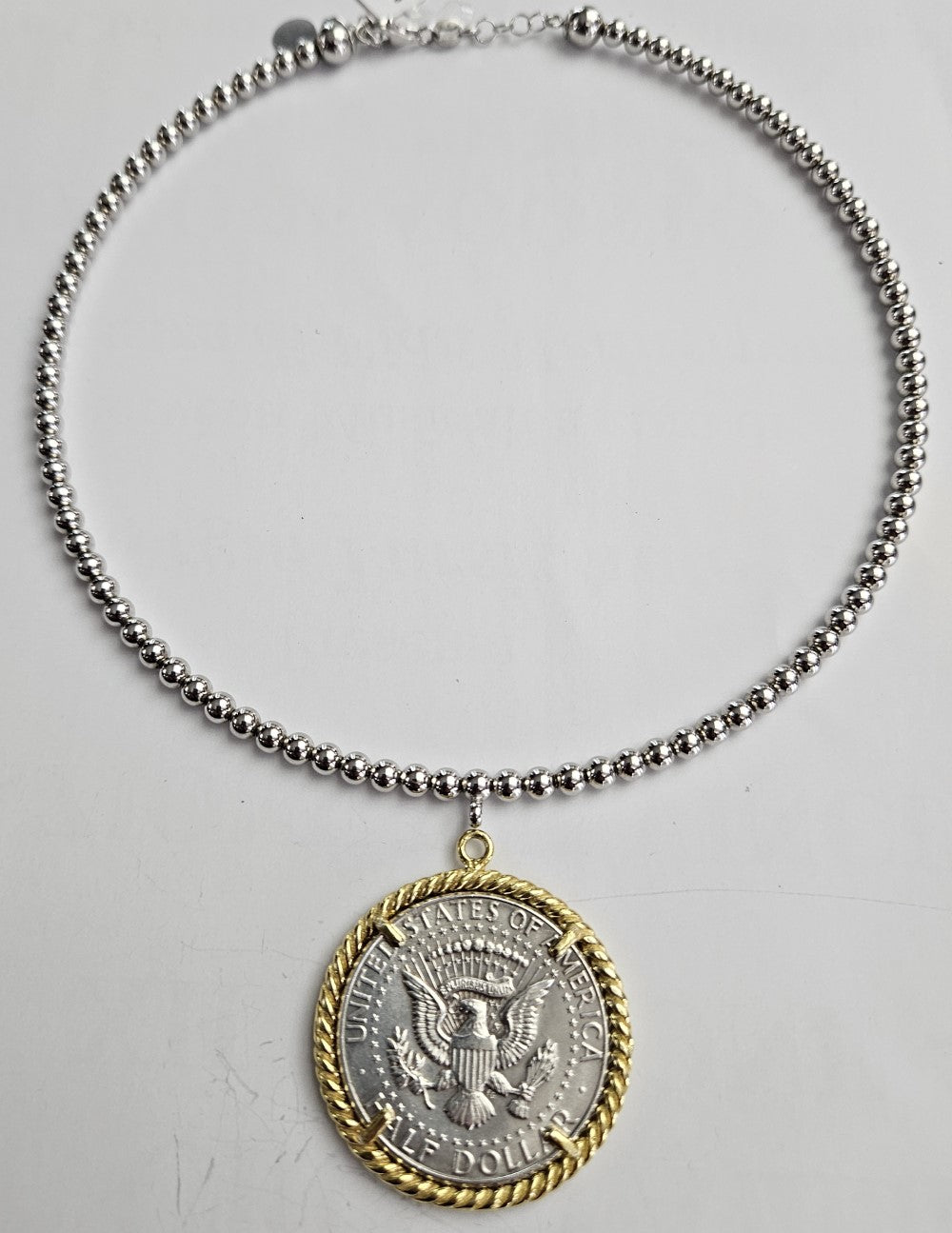 Collana Rigida con moneta d'epoca - CO.RI.500  Amanthia ARGENTO sfera piccola Dorato