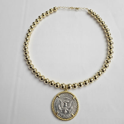 Collana Rigida con moneta d'epoca - CO.RI.500  Amanthia DORATO sfera grande Dorato