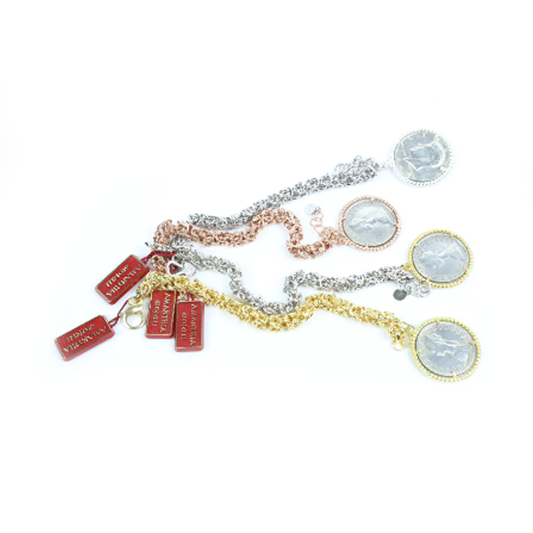 Bracciale Bizantina con Moneta d'epoca - BR.094  Amanthia Bianco Lira Bianco