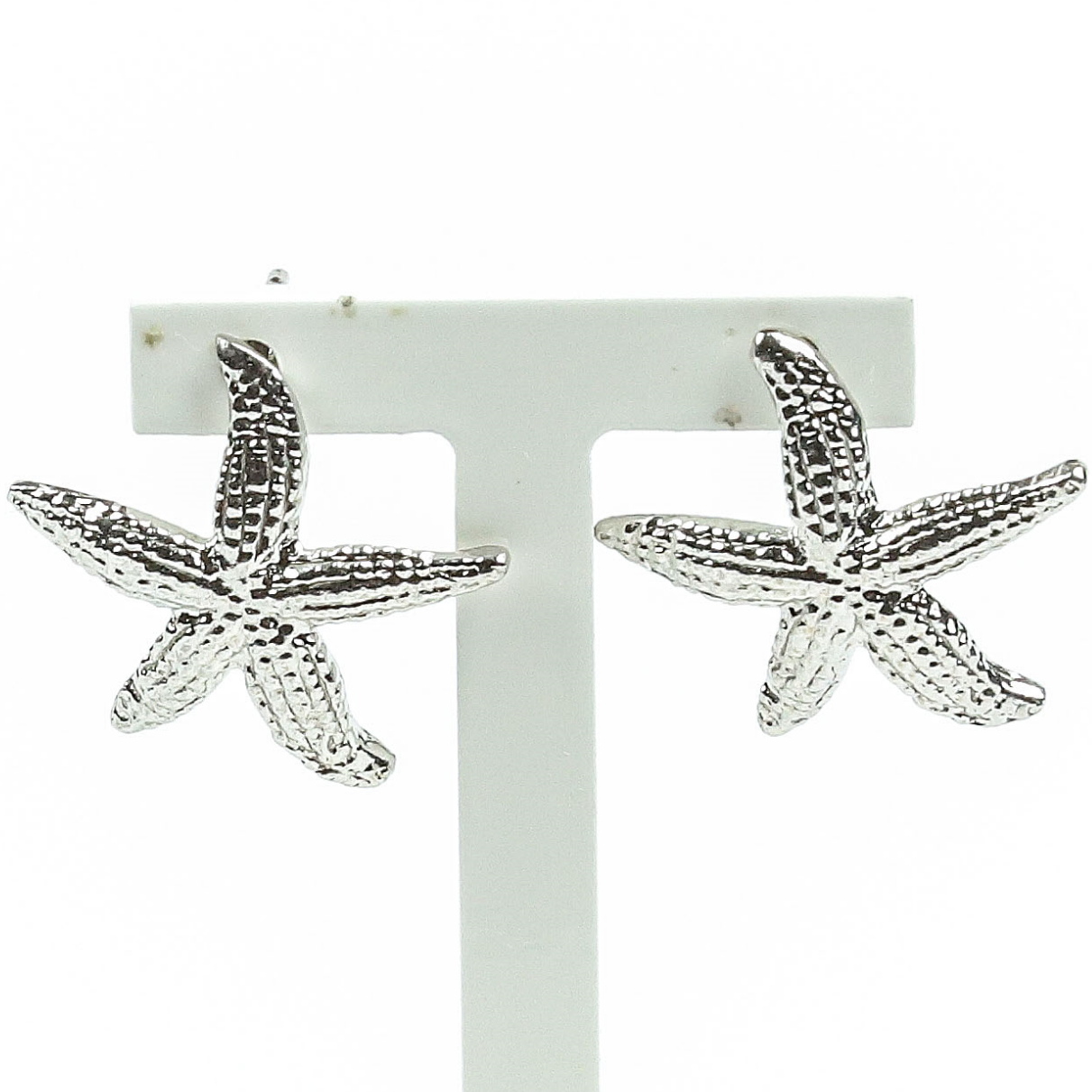 Orecchini A Stella Marina In Argento 925 - Fatti A Mano In Sardegna - Design A Nido D'Ape Con Chiusura A Gancio