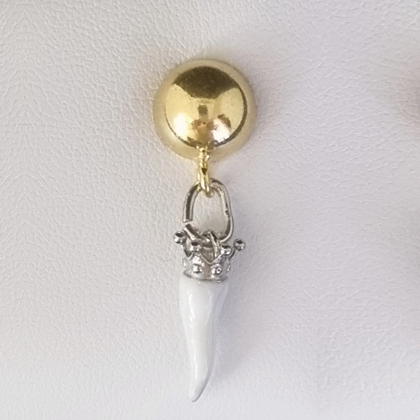 Monorecchino argento dorato con Ciondolo Porta Fortuna "Ida Miceli DNY"- Cod.OR.DO.CI.DNY  Amanthia BIANCO Argento bianco 