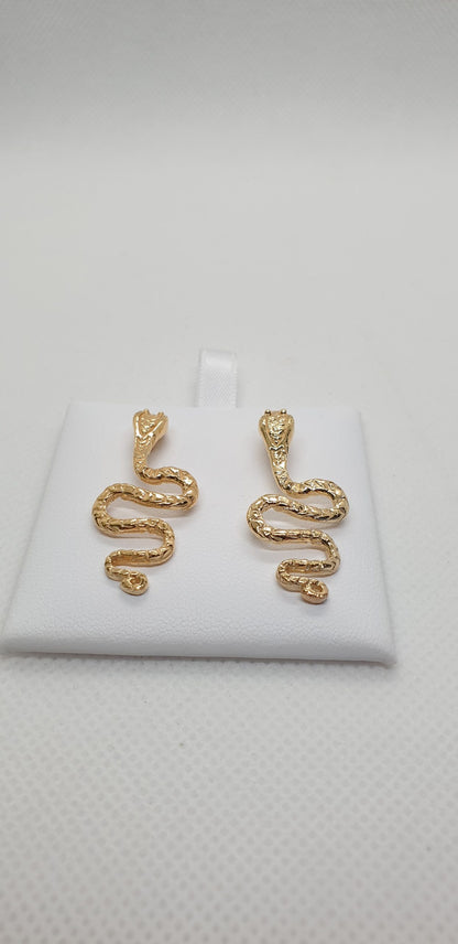 Orecchini Serpente in argento - OR.SER.49  Amanthia Argento dorato Lunghi 
